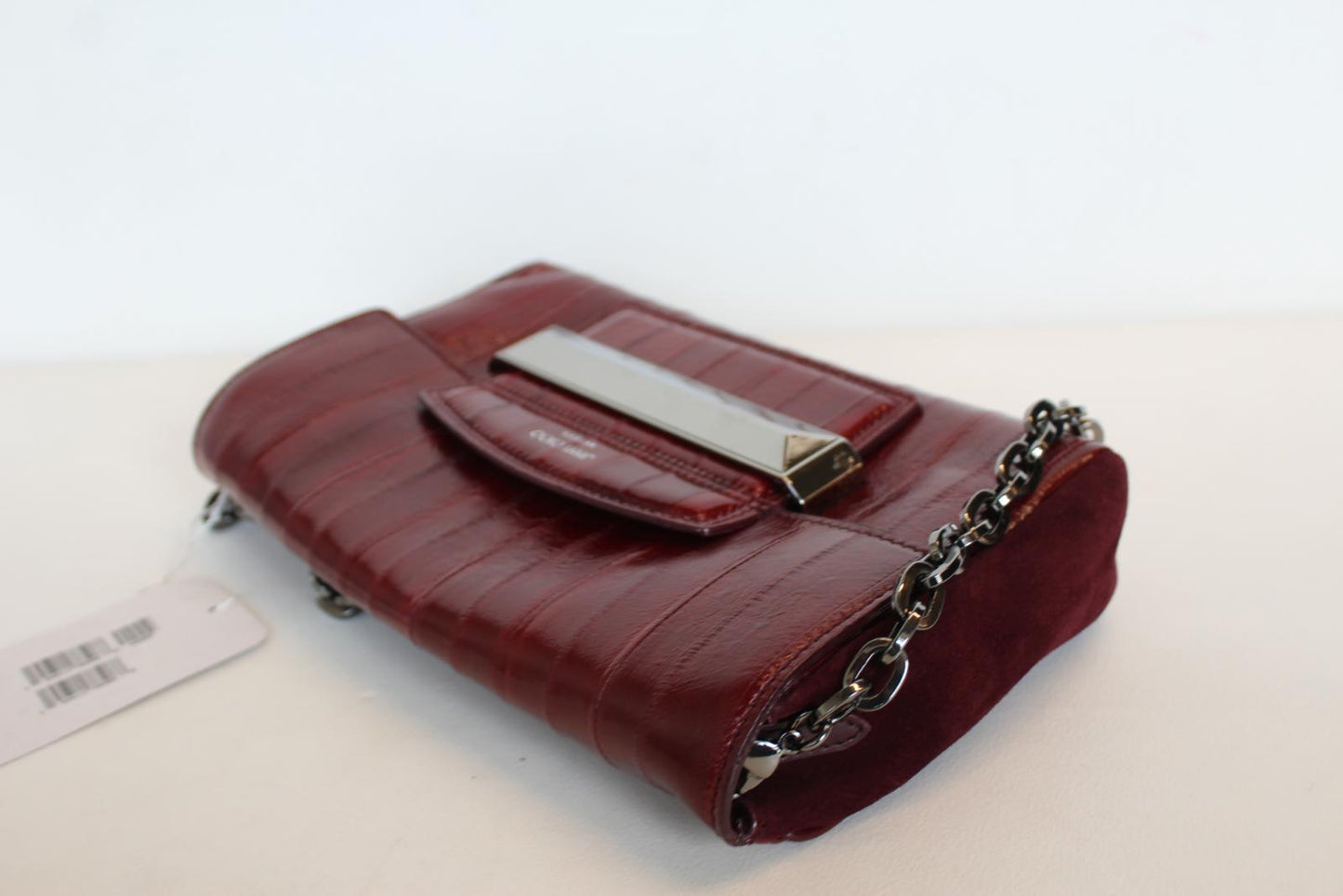 JIMMY CHOO Ladies Carolina Merlot Red/Gunmetal Leather Shoulder Bag OS NEW