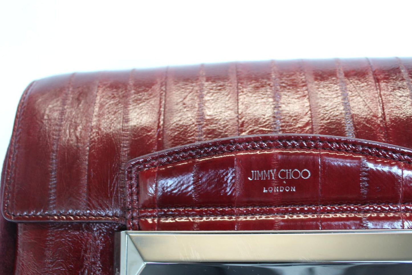 JIMMY CHOO Ladies Carolina Merlot Red/Gunmetal Leather Shoulder Bag OS NEW
