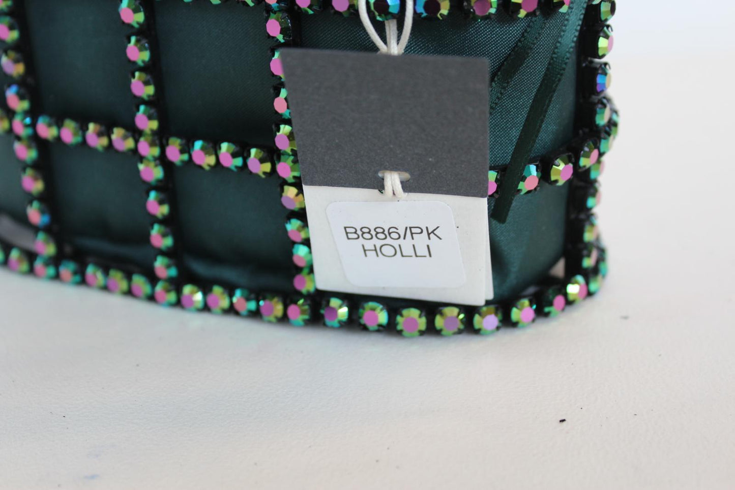 ROSANTICA Ladies Holli Faux Pearl Handle Crystal Green Cage Tote Bag NEW