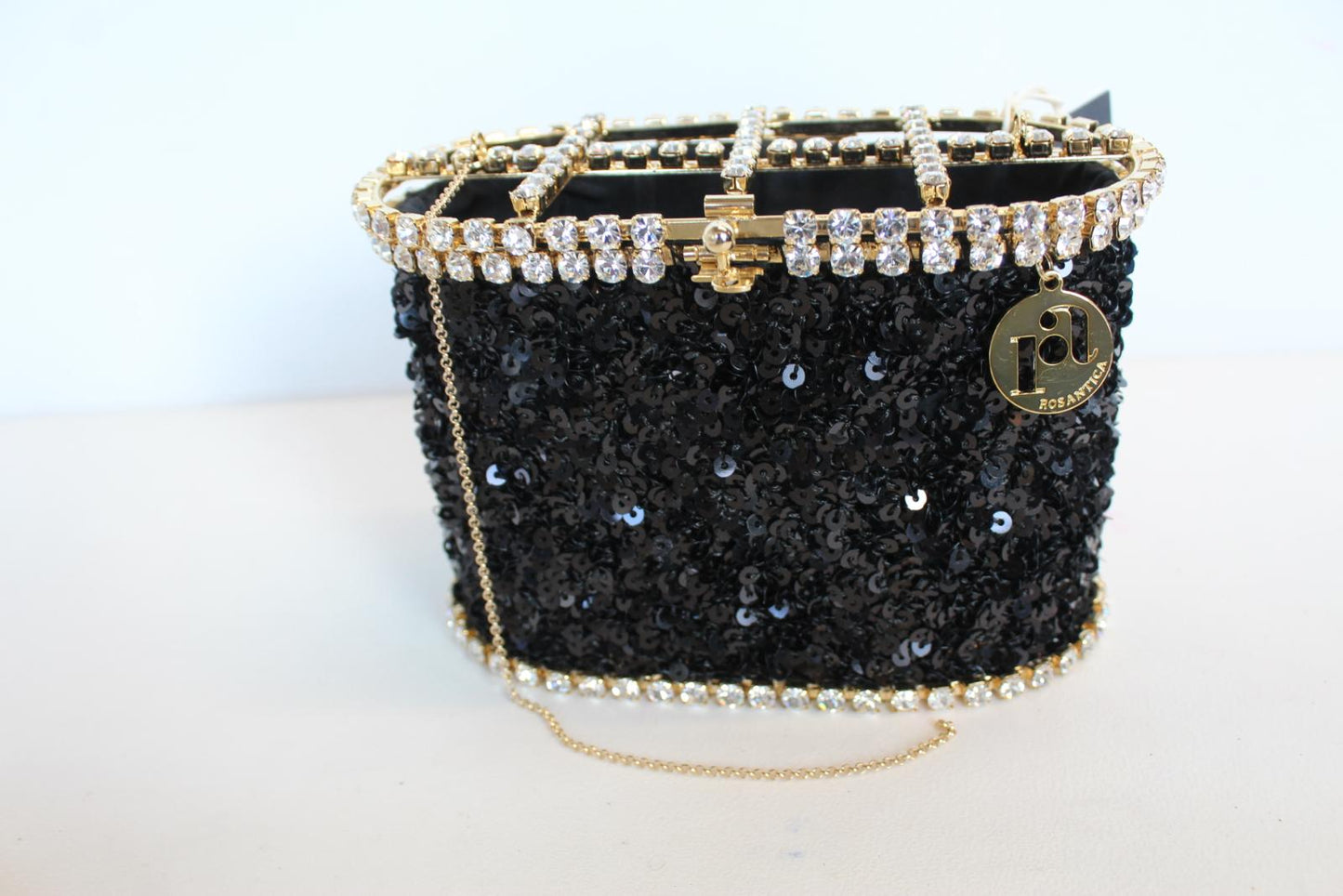 ROSANTICA Ladies Holli Ballerina Black Sequins Crystals Embellished Tote Bag NEW