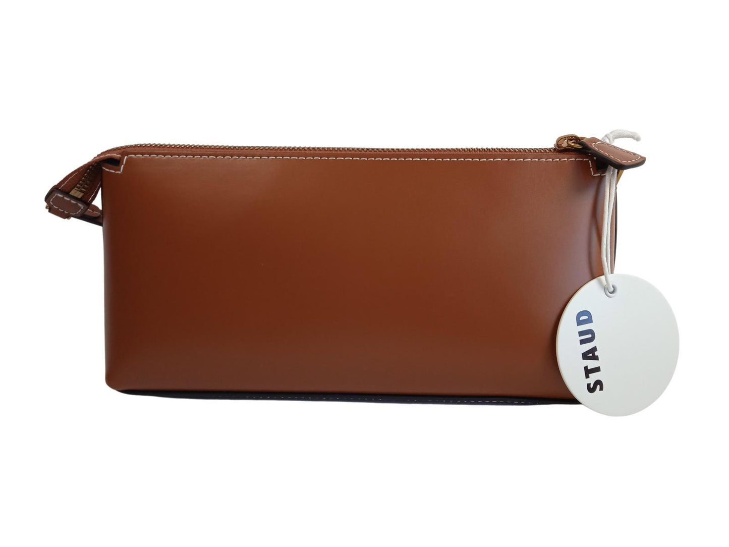 STAUD Ladies Tan Brown Leather Kaia Zip Fastening Shoulder Bag One Size NEW