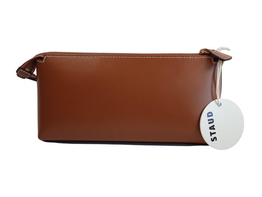 STAUD Ladies Tan Brown Leather Kaia Zip Fastening Shoulder Bag One Size NEW