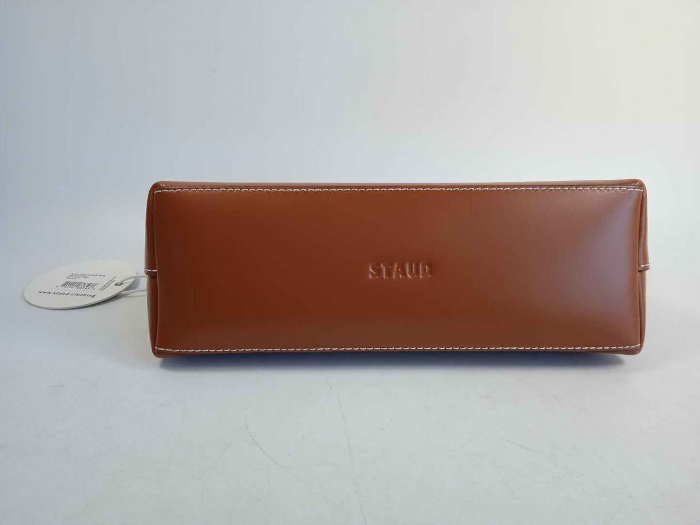STAUD Ladies Tan Brown Leather Kaia Zip Fastening Shoulder Bag One Size NEW