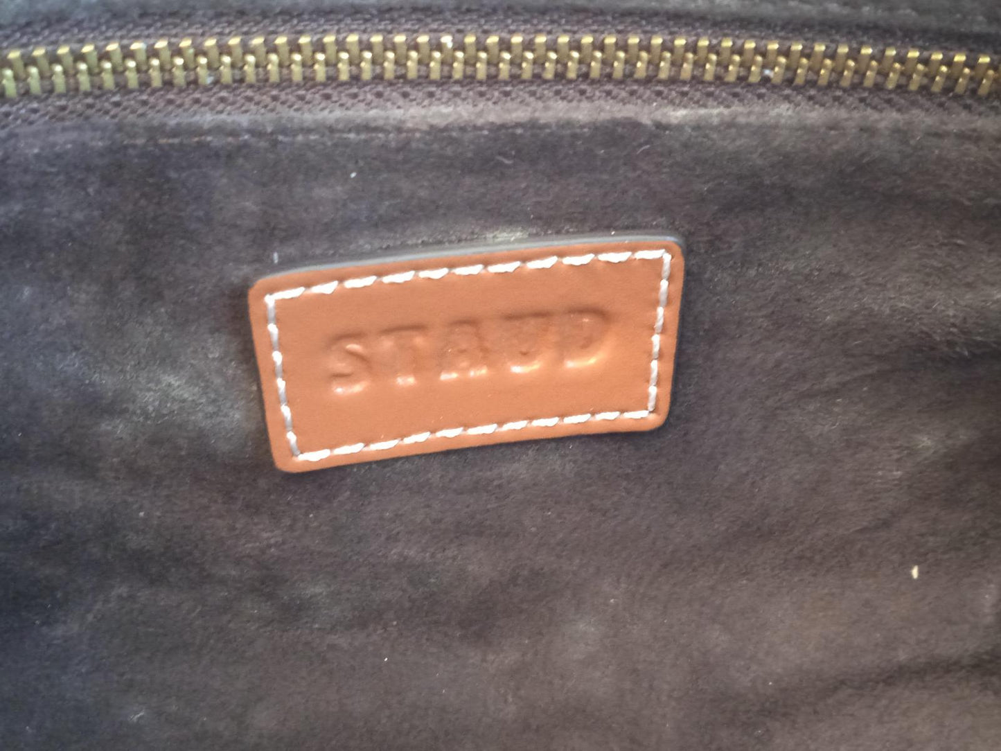 STAUD Ladies Tan Brown Leather Kaia Zip Fastening Shoulder Bag One Size NEW