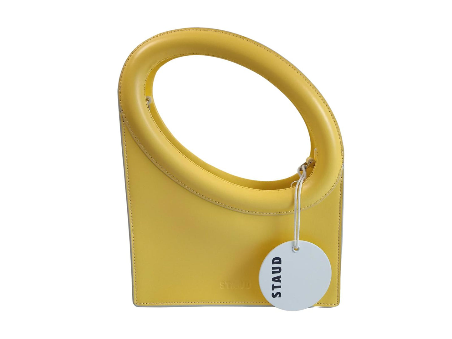 STAUD Ladies Wallflower Yellow Leather Limone Top Handle Tote Bag One Size NEW