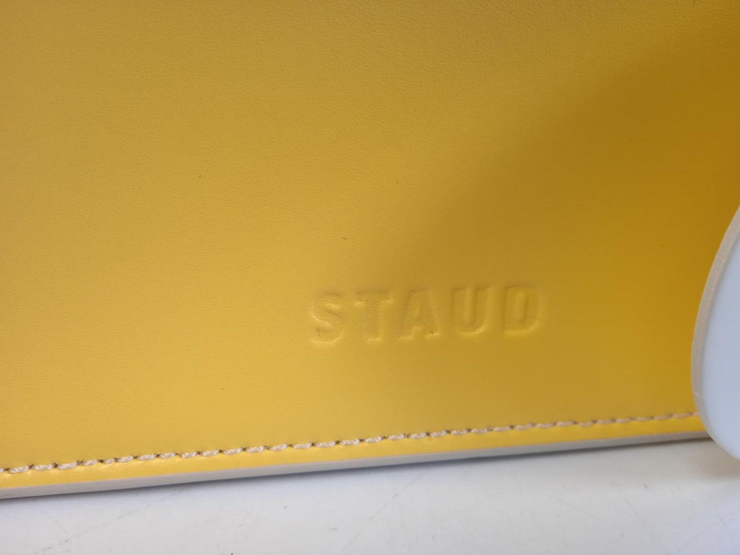 STAUD Ladies Wallflower Yellow Leather Limone Top Handle Tote Bag One Size NEW