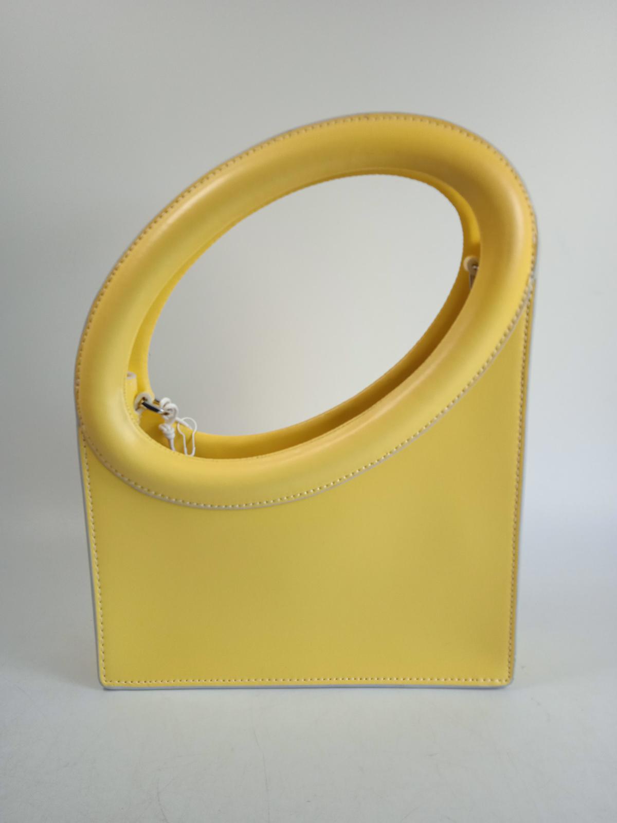 STAUD Ladies Wallflower Yellow Leather Limone Top Handle Tote Bag One Size NEW