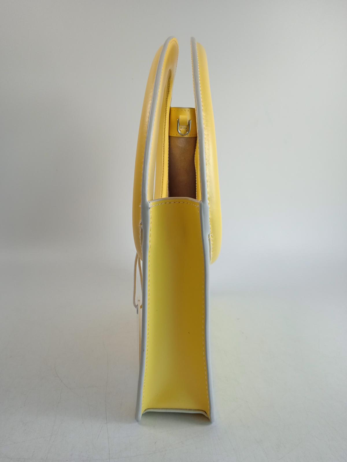 STAUD Ladies Wallflower Yellow Leather Limone Top Handle Tote Bag One Size NEW