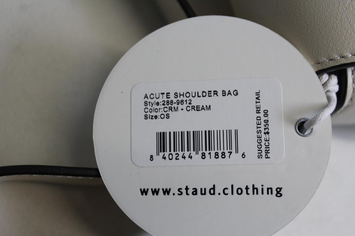 STAUD Ladies Cream Ivory Acute Leather Flap Magnetic Shoulder Bag OS  NEW