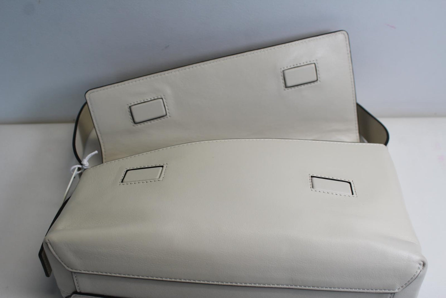 STAUD Ladies Cream Ivory Acute Leather Flap Magnetic Shoulder Bag OS  NEW