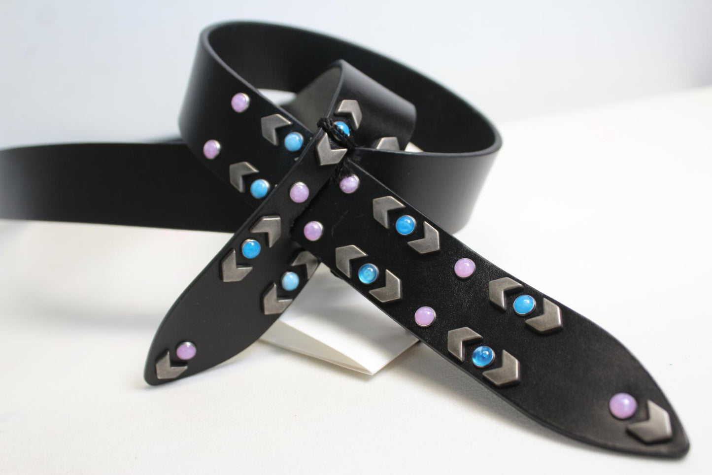 ISABEL MARANT Ladies Ceinture Leece Black Multi Leather Embellished Belt M NEW
