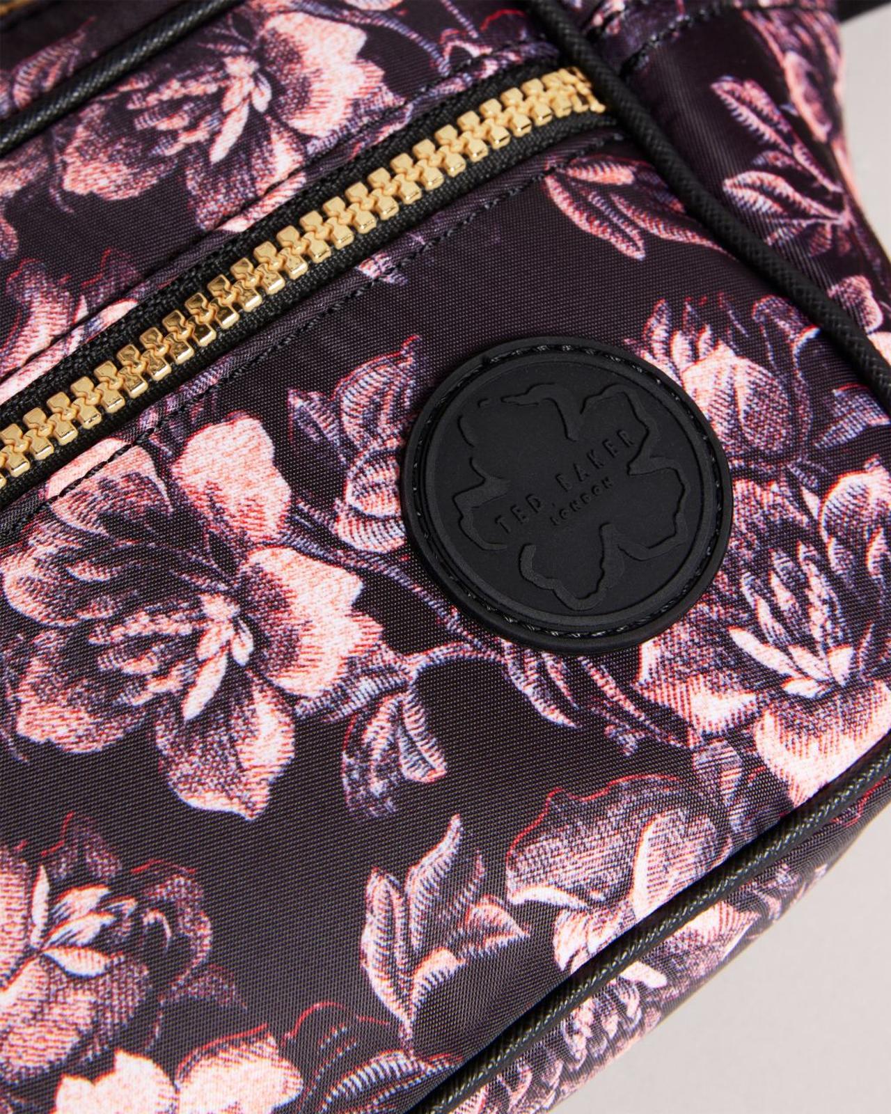 TED BAKER Ozana Ladies 3D Glitch Floral Printed Bumbag Black / Purple BNWT