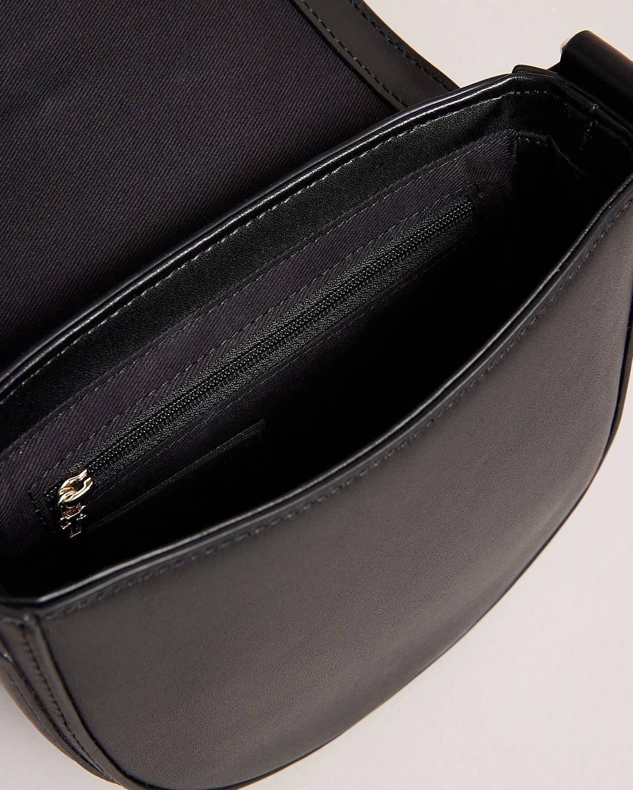 TED BAKER Kensina Ladies Black Leather Magnolia Detail Mini Cross Body Bag BNWT