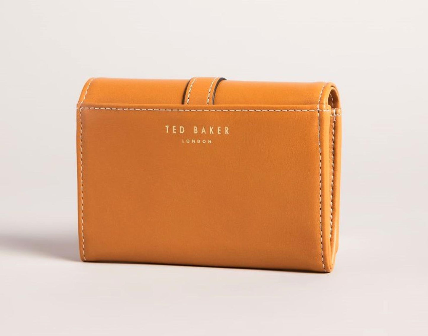 TED BAKER Kensen Ladies Tan Brown Leather Magnolia Detail Small Purse BNWT