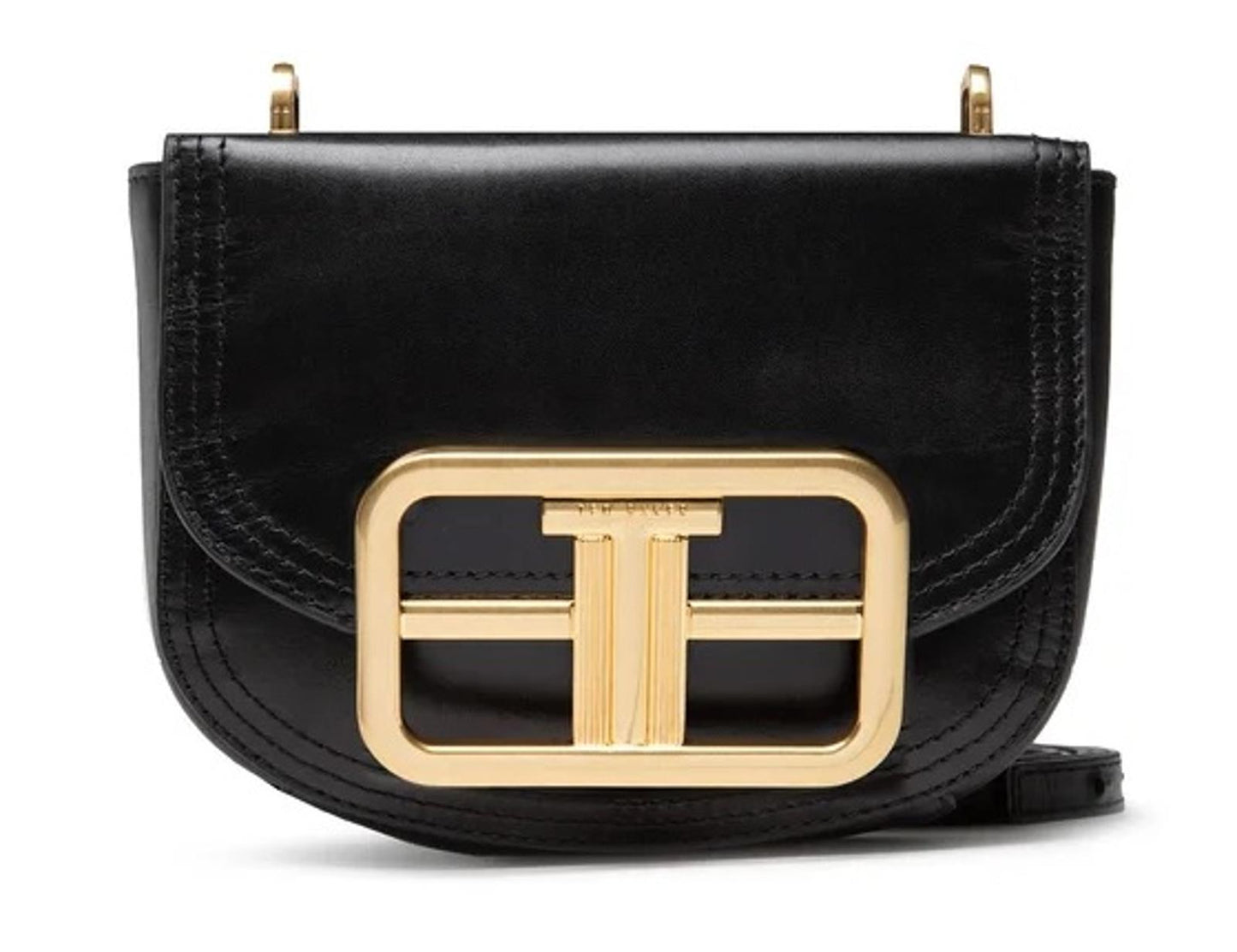 TED BAKER Tiki Black Leather Statement T Mini Cross Body Saddle Bag BNWT