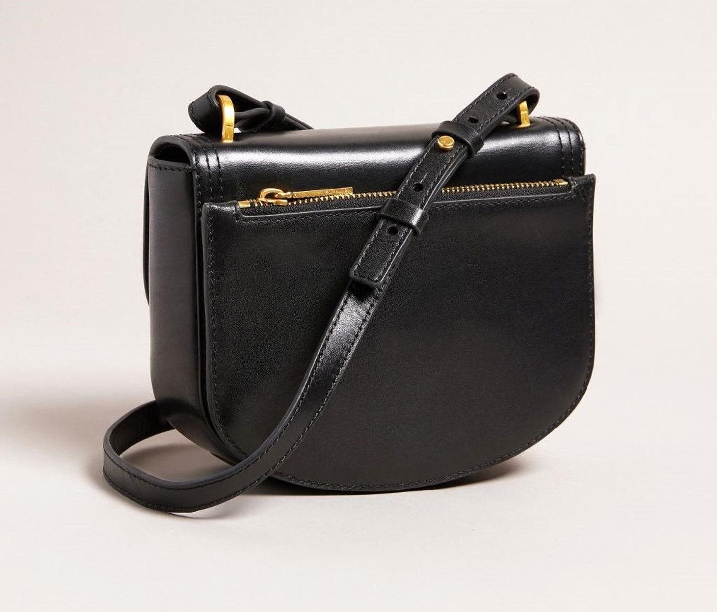 TED BAKER Tiki Black Leather Statement T Mini Cross Body Saddle Bag BNWT