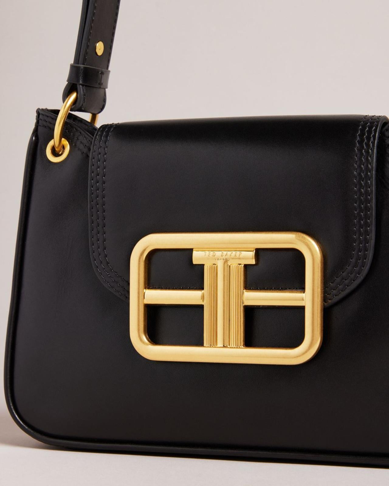 TED BAKER Tikel Ladies Black Leather Statement T Shoulder Bag BNWT