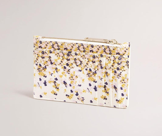 TED BAKER Rhulia Ladies White Blurred Floral Zipped Card Holder Wallet BNWT