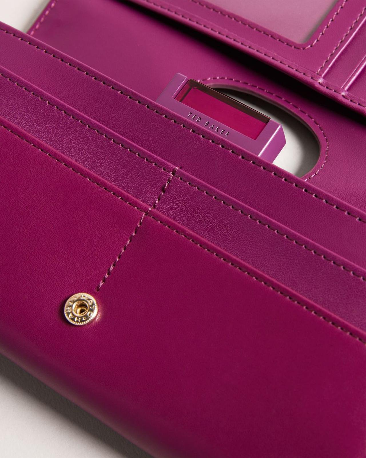 TED BAKER Roziita Ladies Magenta Leather Crystal Large Bobble Purse Wallet BNWT