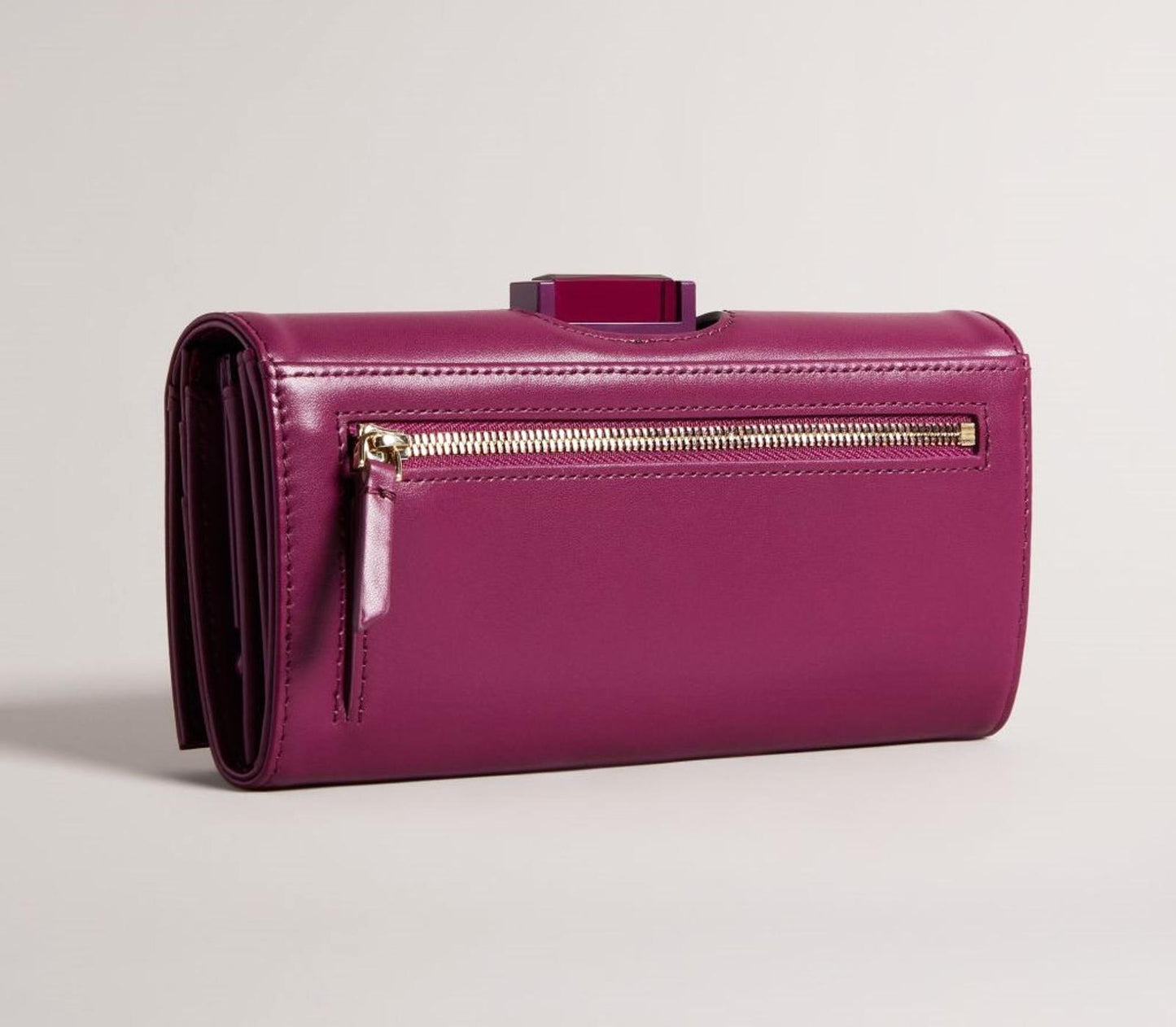 TED BAKER Roziita Ladies Magenta Leather Crystal Large Bobble Purse Wallet BNWT