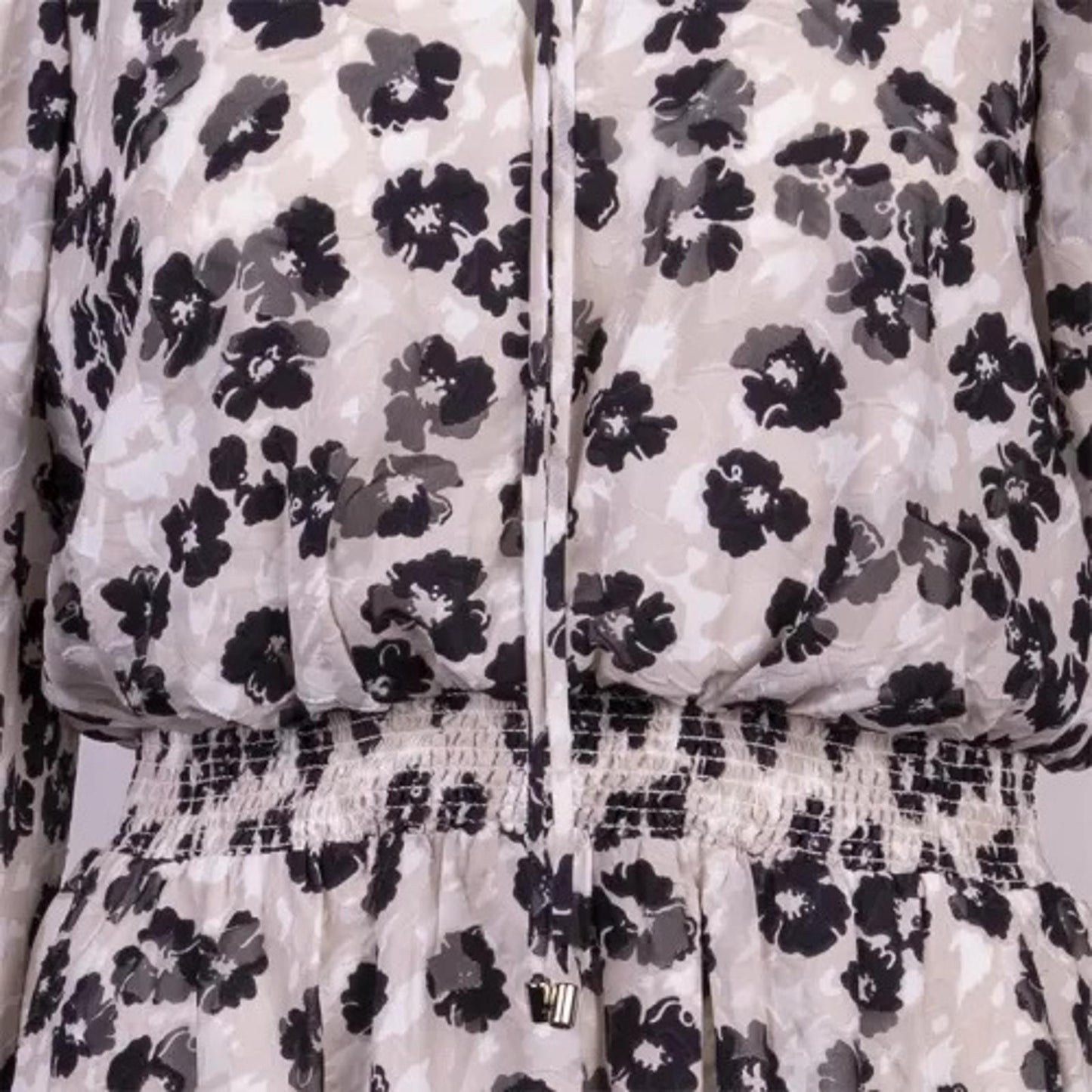 TED BAKER Felici Light Grey Floral Long Sleeve Ruched Mini Dress (0) UK6 BNWT