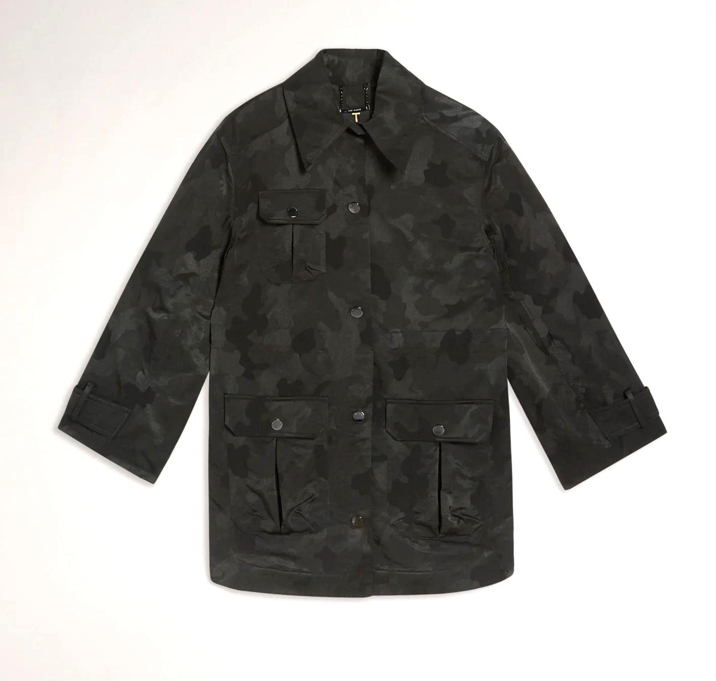 TED BAKER Ppippa Ladies Dark Green Camo Jacquard Hunting Jacket (3) UK12 BNWT