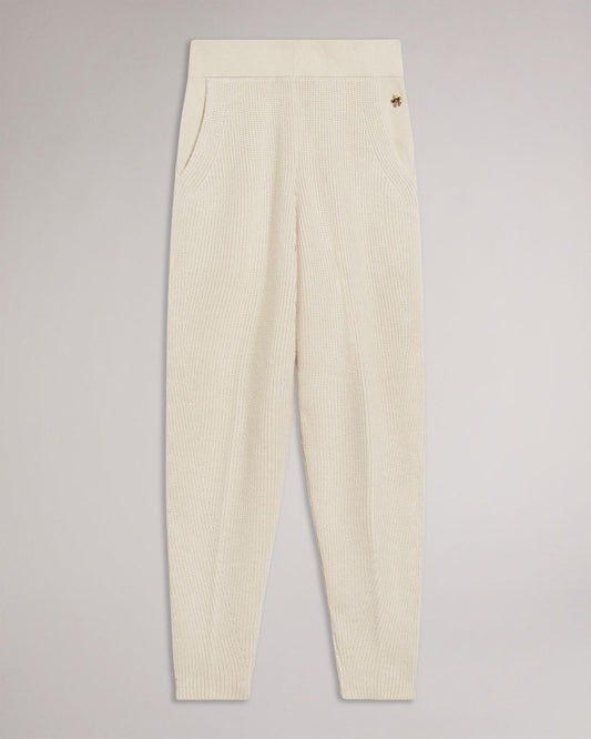 TED BAKER Juliiah Ladies Cream Engineered Knitted Jogger Trousers (2) UK10 BNWT