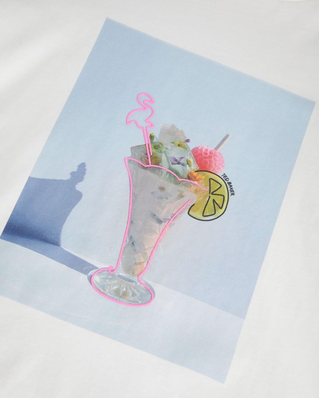 TED BAKER Cosmioz Ladies White Cotton Short Sleeve Cocktail T-shirt 4 UK14 BNWT