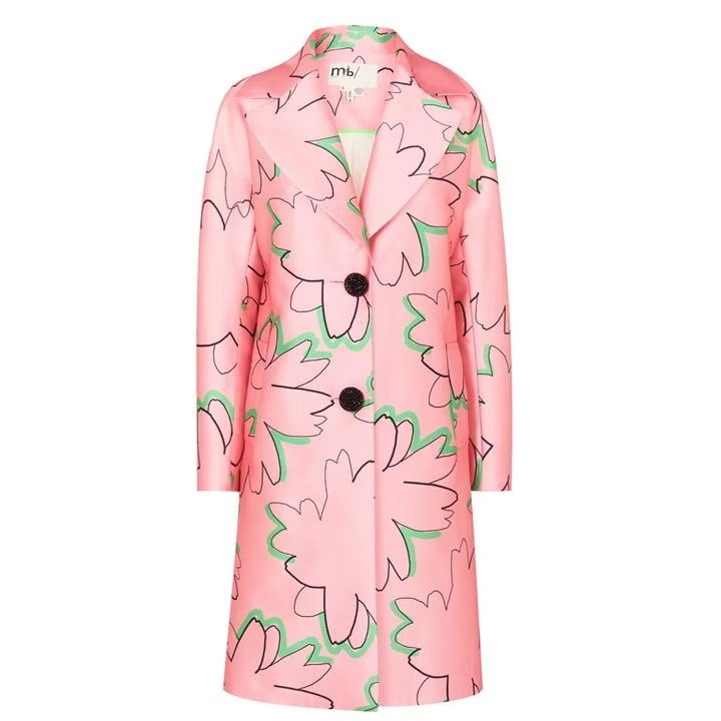 TED BAKER Cardea Ladies Pink All Over Print Single Breasted Long Coat L BNWT