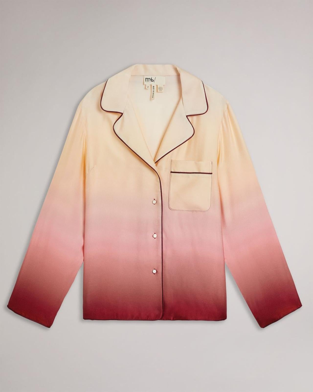 TED BAKER Dagna Ladies Pink Ombre Gradient Revere Piped Edge Shirt (3) UK12 BNWT