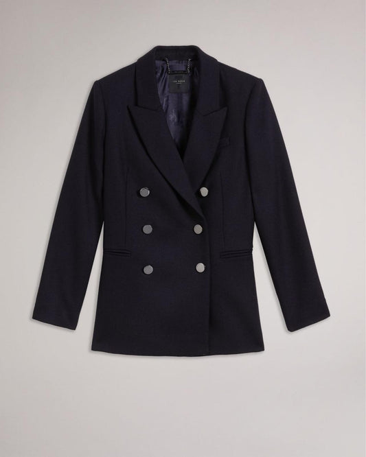 TED BAKER Owain Navy Blue Relaxed Fit Double Breasted Blazer Jacket (1) UK8 BNWT