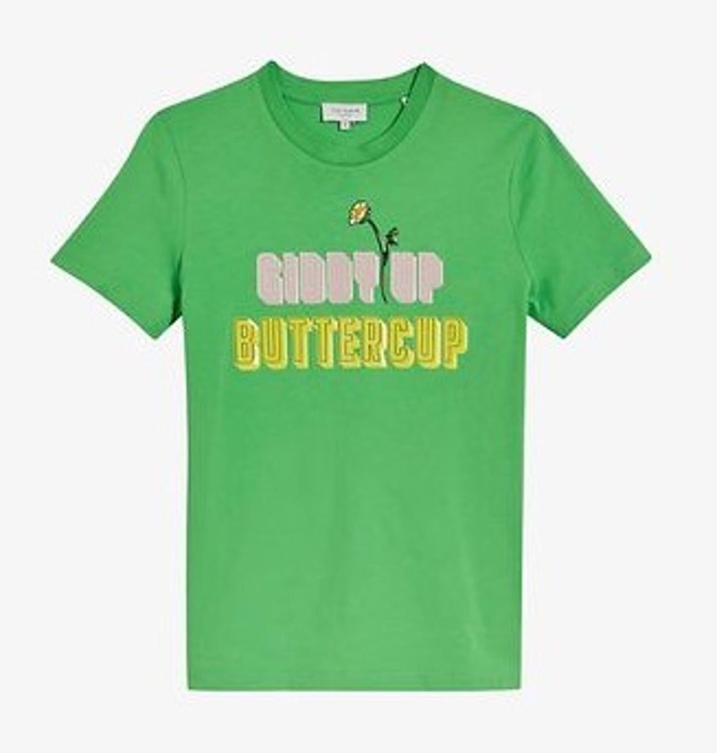 TED BAKER Gidden Green Giddy Up Buttercup Short Sleeve T-shirt 1 UK8 BNWT