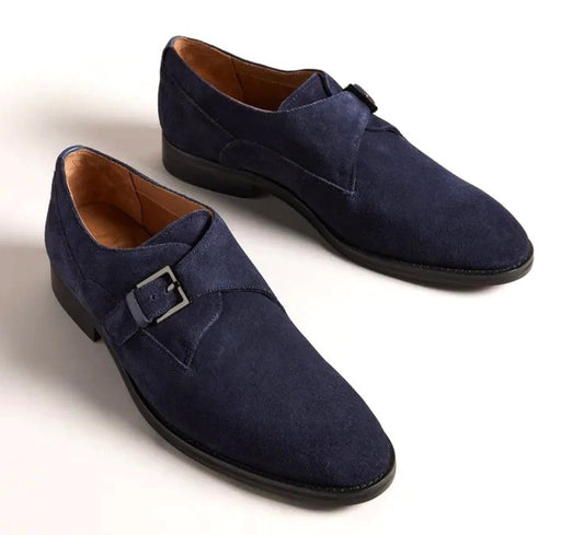 TED BAKER Juliens Men's Navy Blue Suede Formal Single Monk Shoe EU44 UK10 BNIB