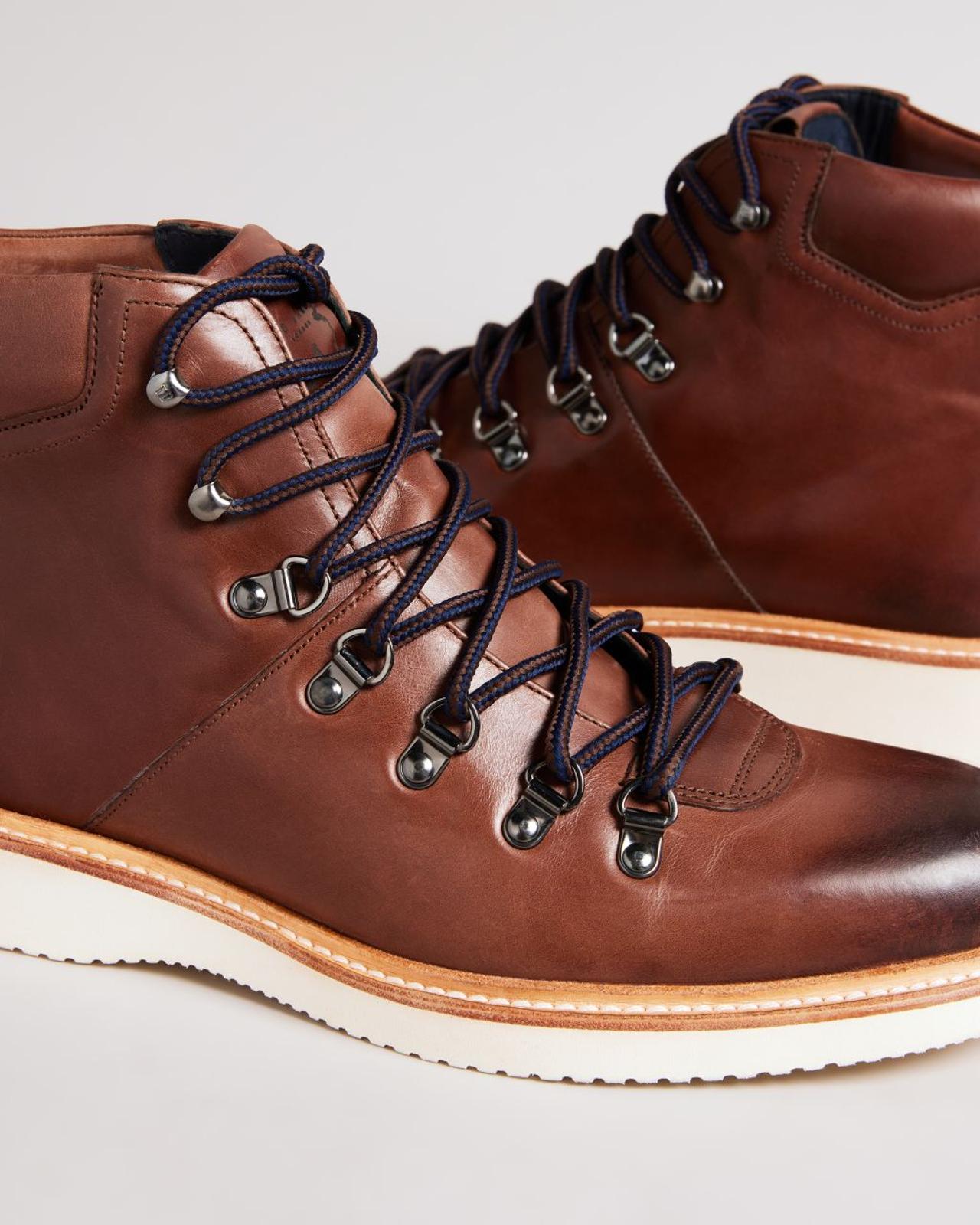 TED BAKER Liykere Men's Brown Leather Round Toe Hiker Boots EU43 UK9