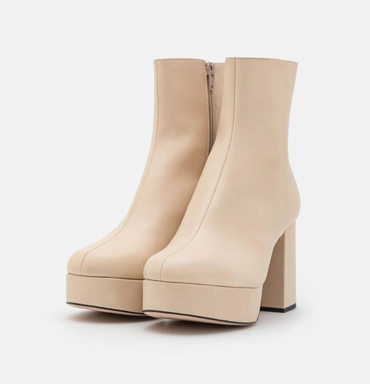 TED BAKER Dayli Ladies Ercu Beige Leather Platform Ankle Boot EU40 UK7 BNIB
