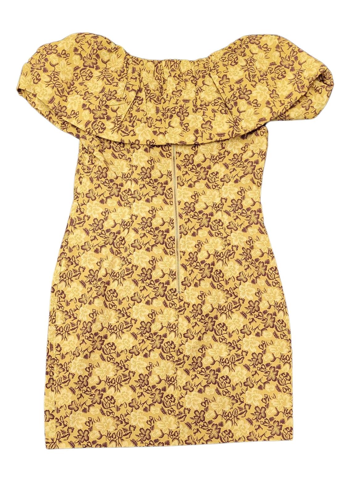 TED BAKER Ondina Seersucker Capelet Ruched Mini Dress Yellow 5 UK16 BNWT RRP175