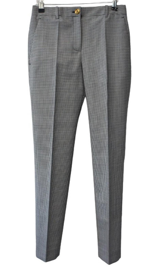 GIVENCHY Ladies Black & White Houndstooth Wool Slim Trousers Size 34 W28 L29 NEW