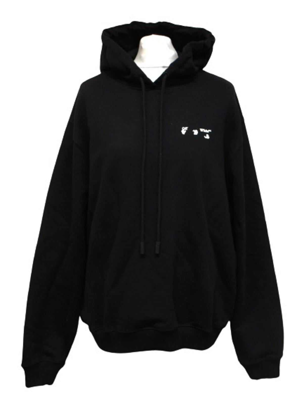OFF-WHITE Ladies Black Cotton Long Sleeve Hooded Sweatshirt Size L NEW