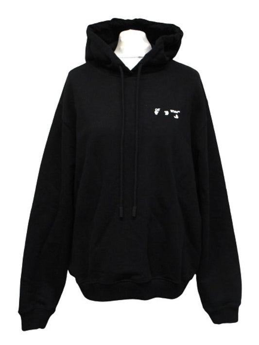 OFF-WHITE Ladies Black Cotton Long Sleeve Hooded Sweatshirt Size L NEW