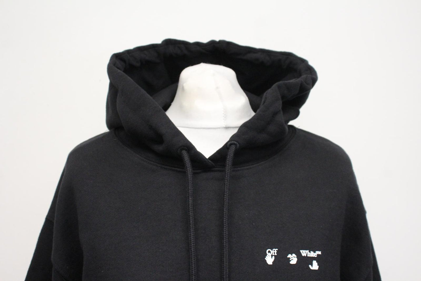 OFF-WHITE Ladies Black Cotton Long Sleeve Hooded Sweatshirt Size L NEW