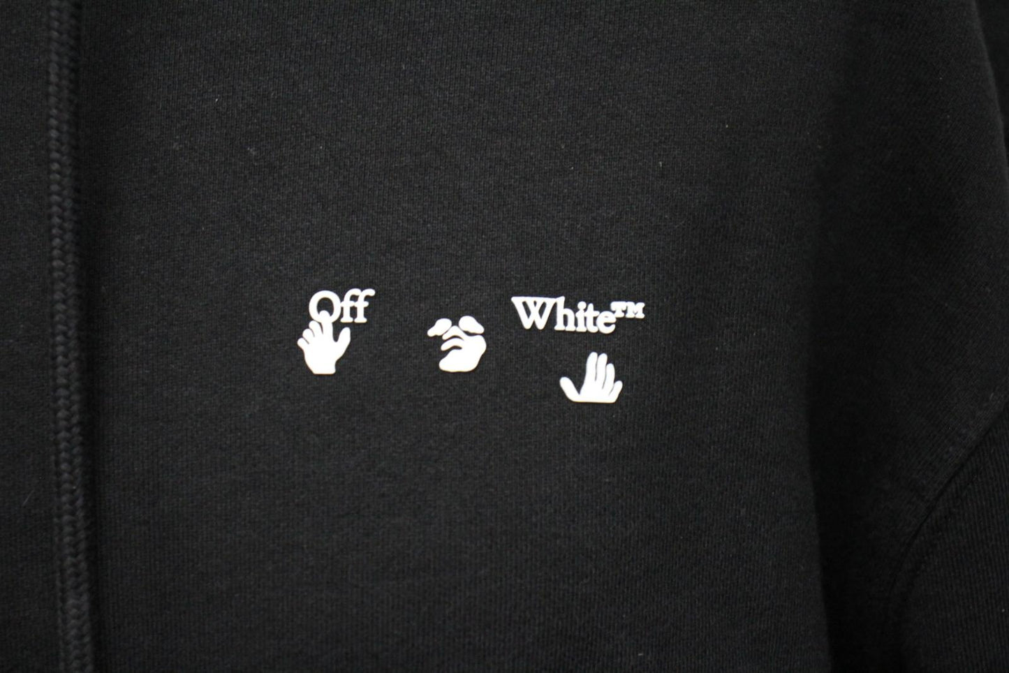 OFF-WHITE Ladies Black Cotton Long Sleeve Hooded Sweatshirt Size L NEW