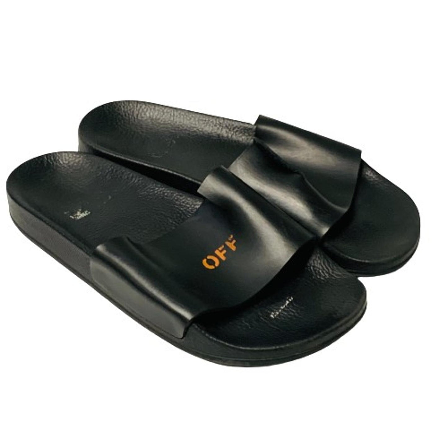 OFF-WHITE Ladies Black Orange Text Classic Slider Slip On Sandal UK6 NEW
