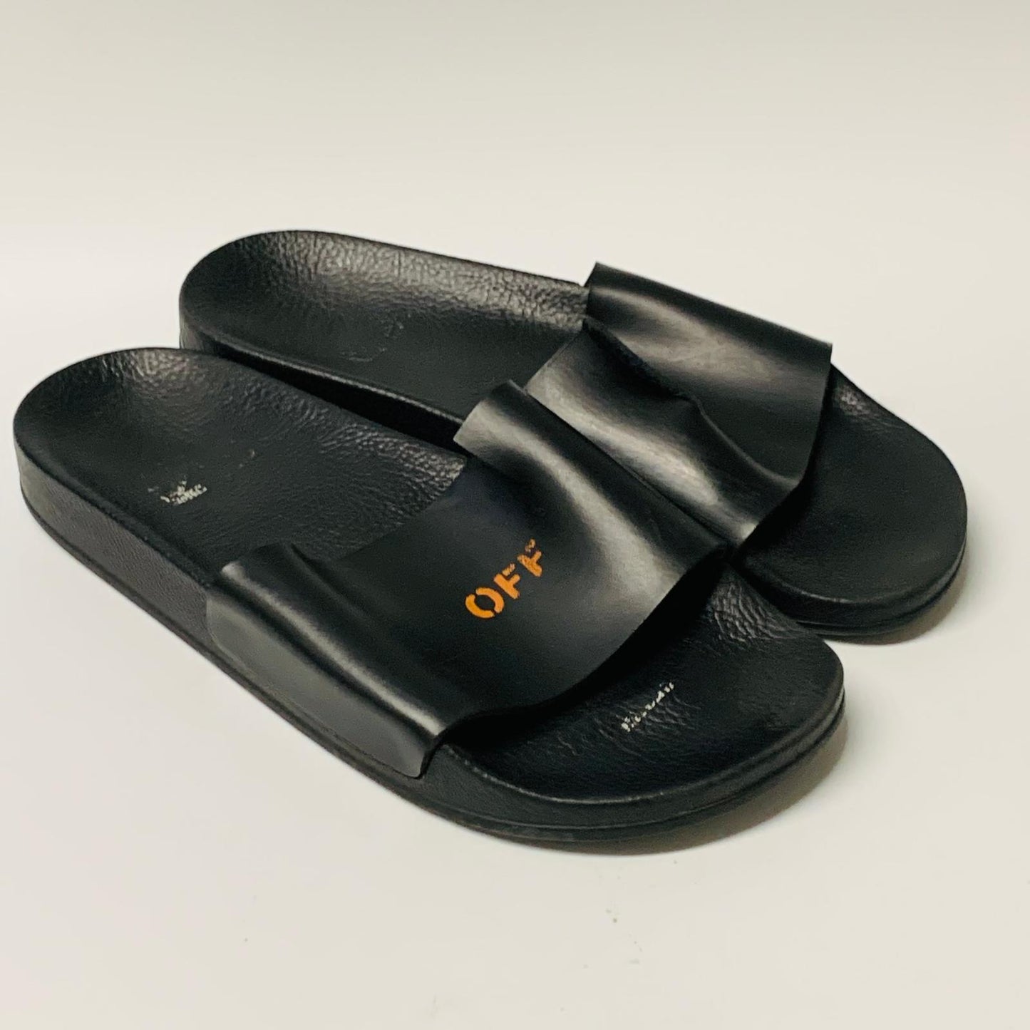 OFF-WHITE Ladies Black Orange Text Classic Slider Slip On Sandal UK6 NEW