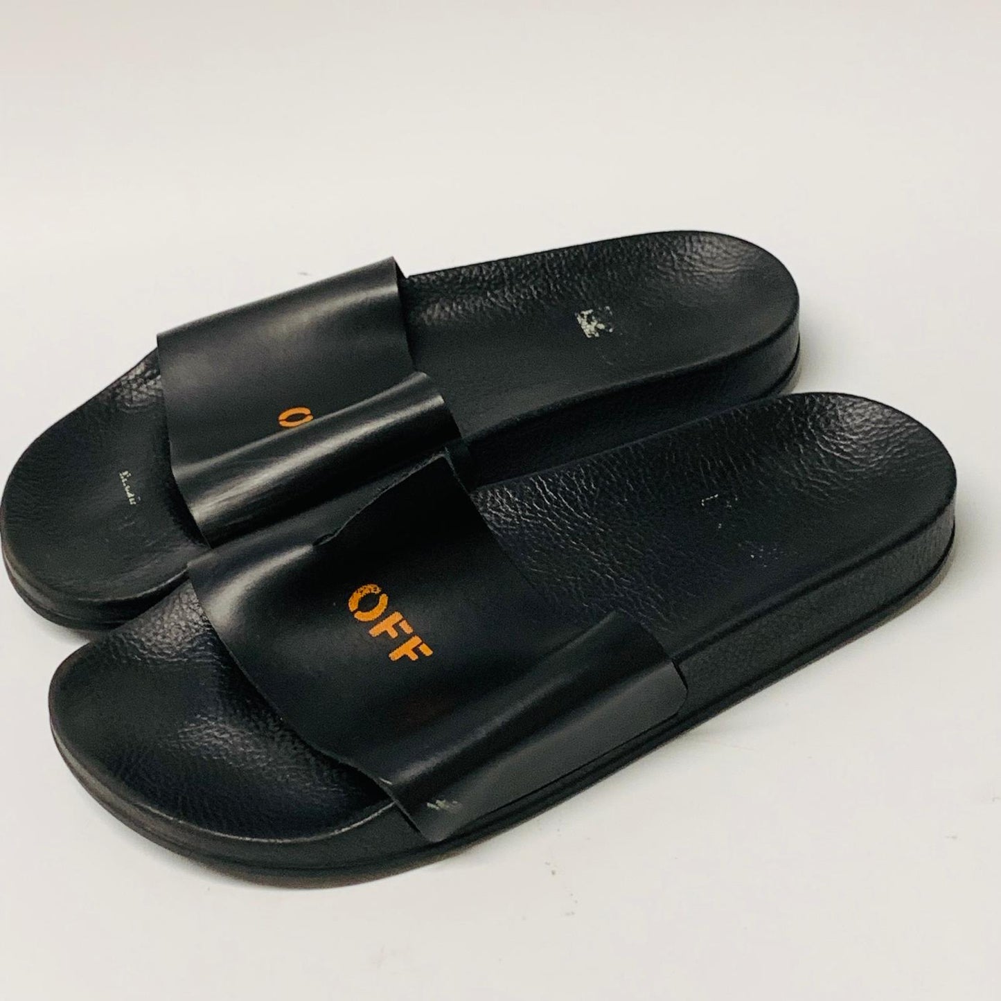 OFF-WHITE Ladies Black Orange Text Classic Slider Slip On Sandal UK6 NEW