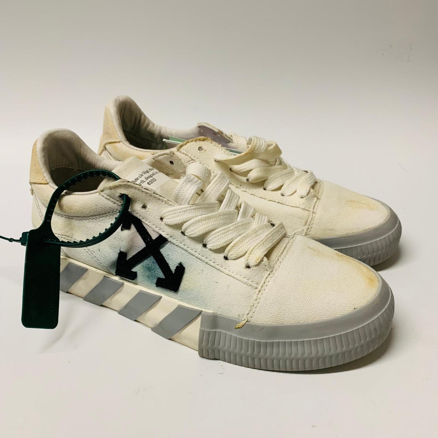 OFF-WHITE Ladies Vulcanized Arrow White Grey Sole Trainer Sneaker Canvas UK5 NEW