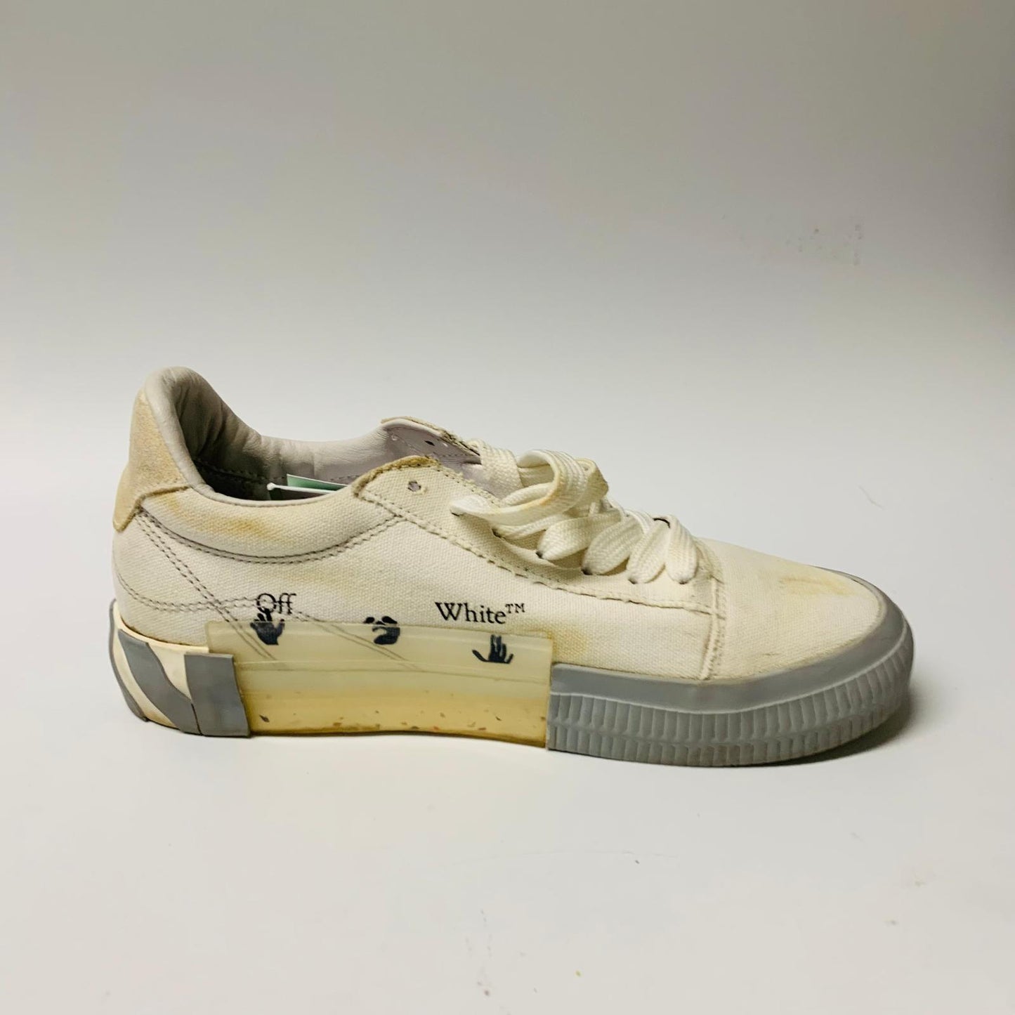 OFF-WHITE Ladies Vulcanized Arrow White Grey Sole Trainer Sneaker Canvas UK5 NEW