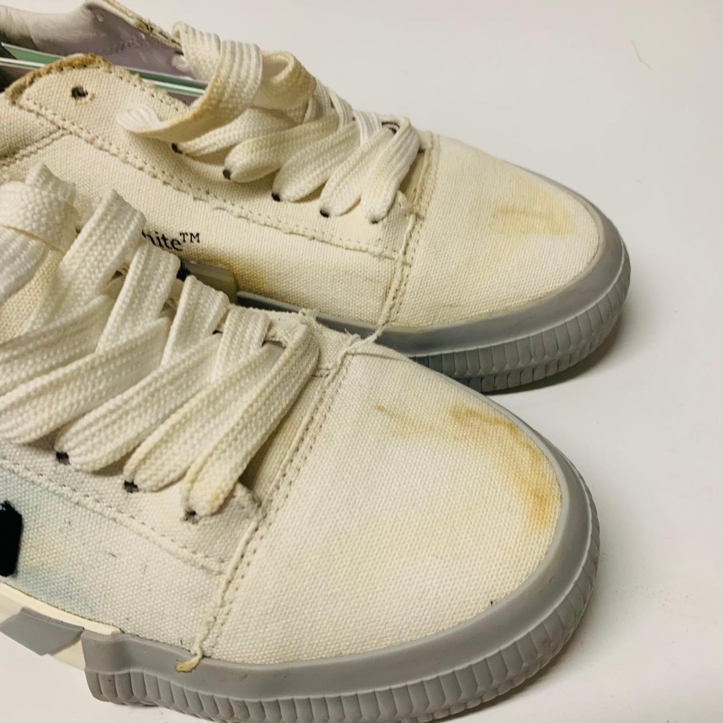 OFF-WHITE Ladies Vulcanized Arrow White Grey Sole Trainer Sneaker Canvas UK5 NEW