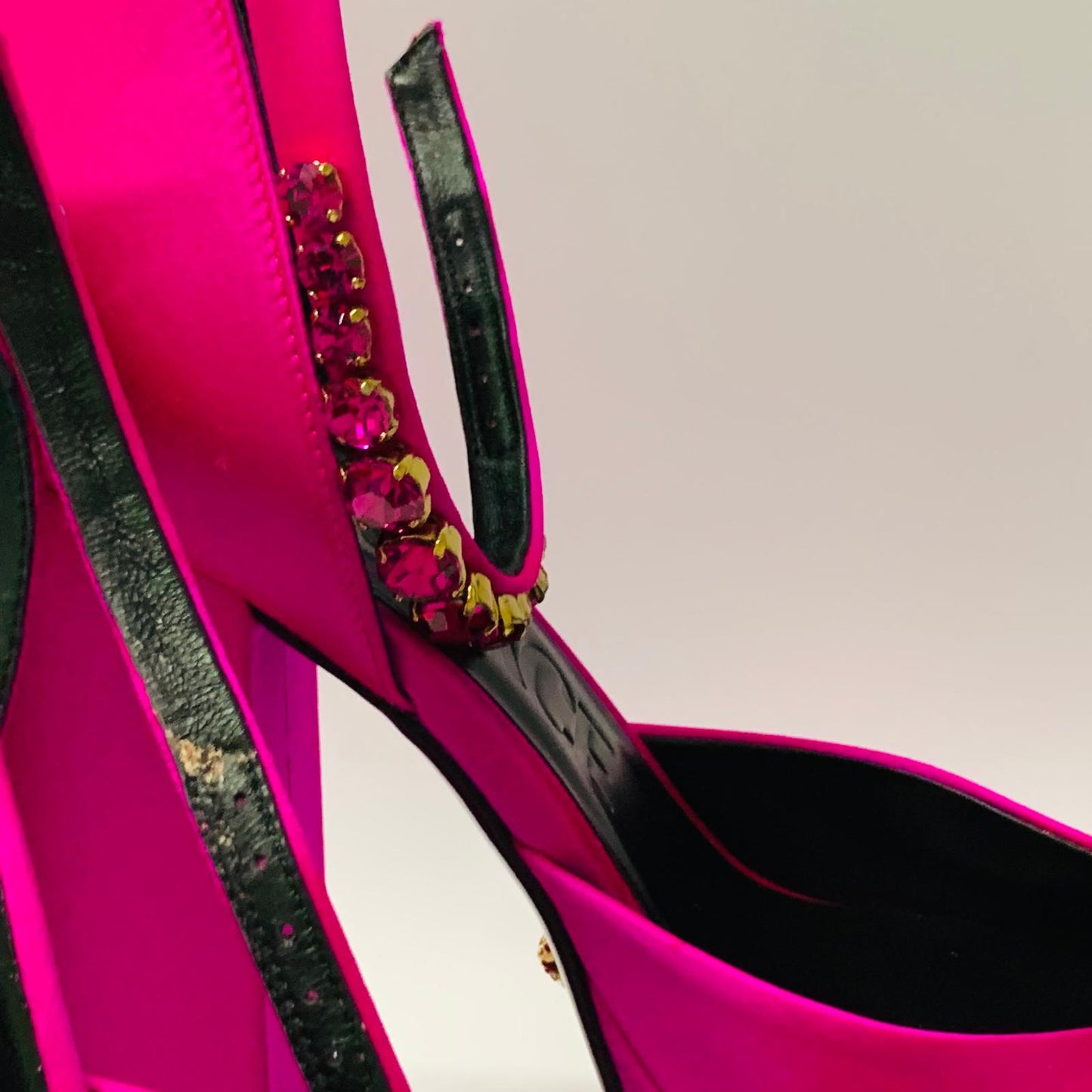VERSACE Ladies Pink Neon Hi-Heel Platform 155 Pump Ankle Strap Shoe UK5.5 NEW