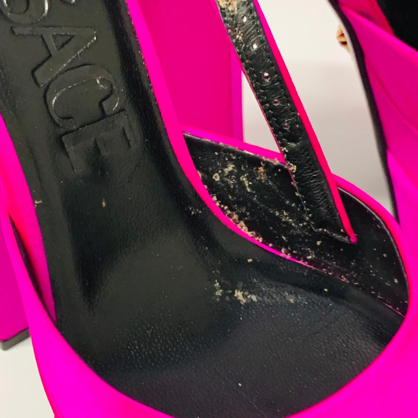VERSACE Ladies Pink Neon Hi-Heel Platform 155 Pump Ankle Strap Shoe UK5.5 NEW