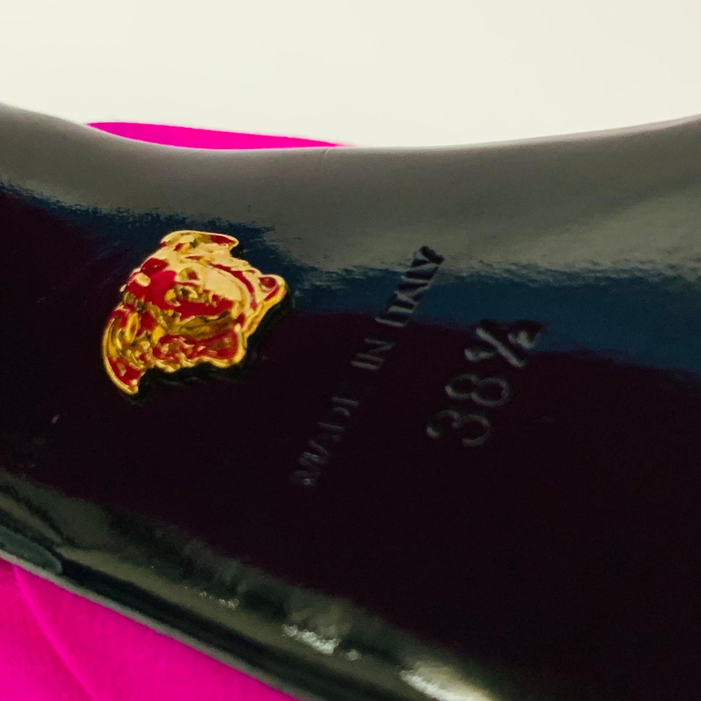 VERSACE Ladies Pink Neon Hi-Heel Platform 155 Pump Ankle Strap Shoe UK5.5 NEW
